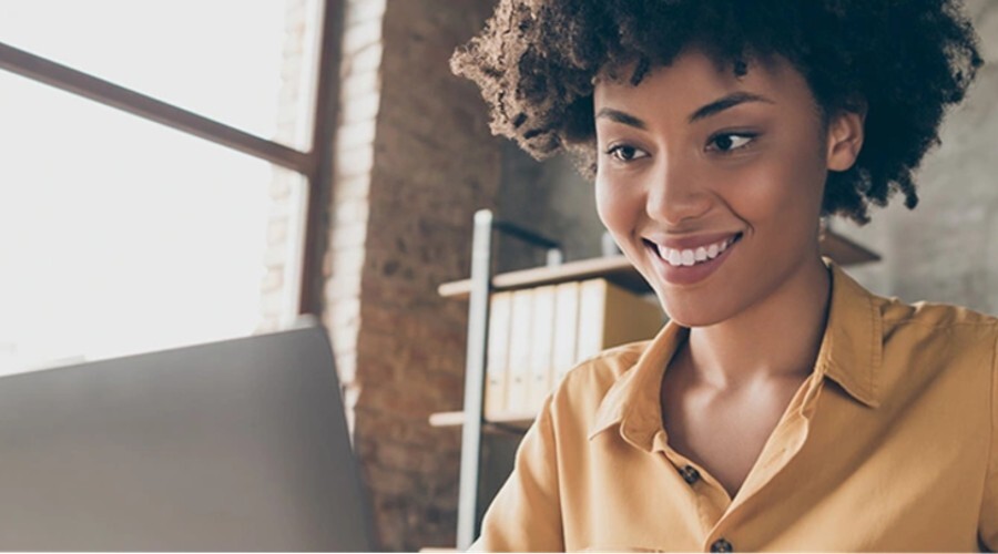 A woman using a computer