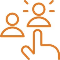 An Icon showing a hand selecting or pointing to one of two stylized human figures