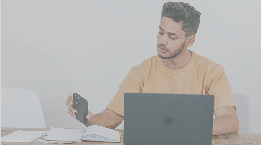 A man looking at his phone