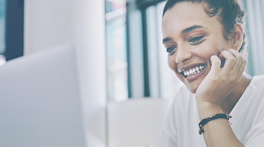 A woman using a computer