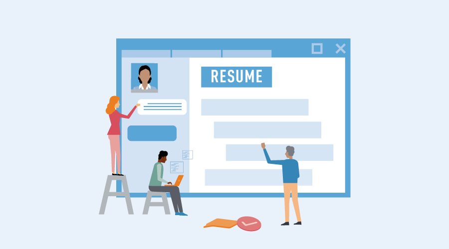 Cartoon illustration of a resume