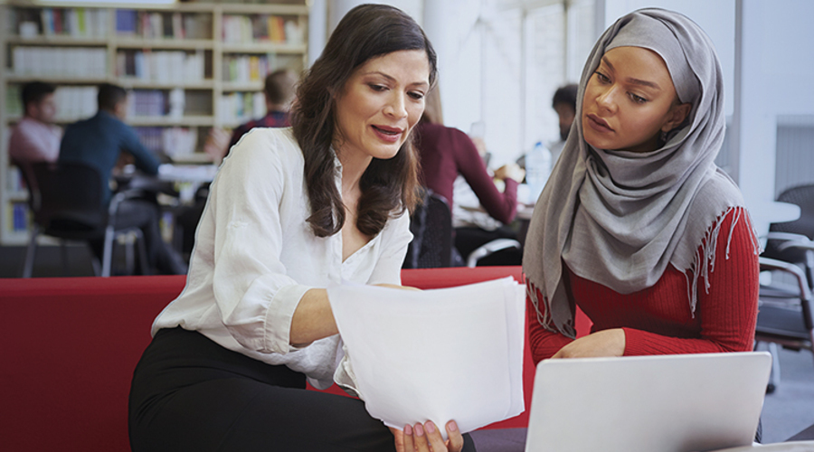 Two People Discussing